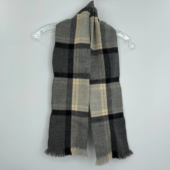 Vintage Lazarus shadow plaid frayed scarf - Picture 2 of 8